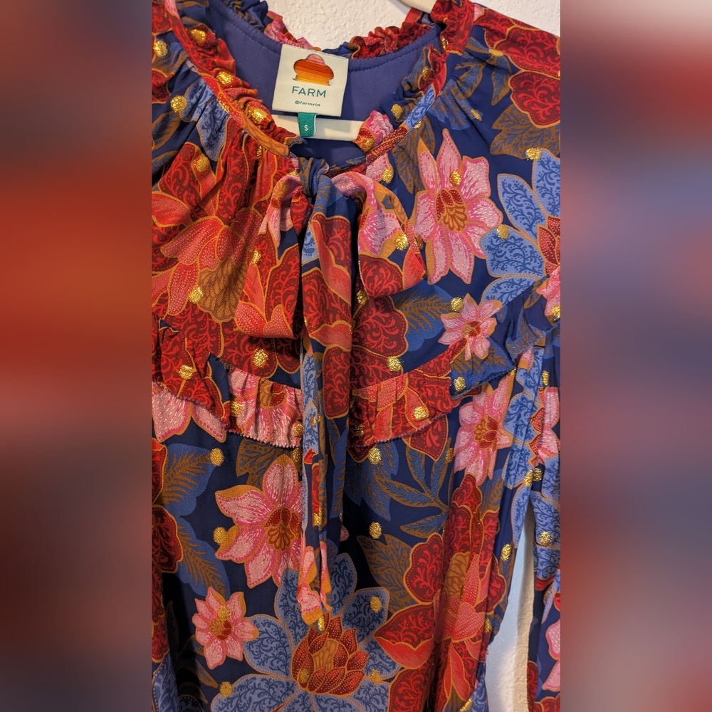 Farm Rio Navy Garden Midi Dress - Picture 10 of 16